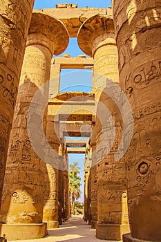 Ruins of the beautiful ancient temple in Luxor. Ruins of the central temple of Amun-Ra