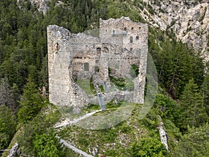 Ruins of Belfort castle near Brienz on the Swiss alps