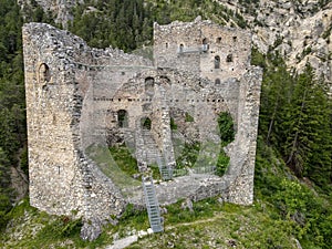 Ruins of Belfort castle near Brienz on the Swiss alps