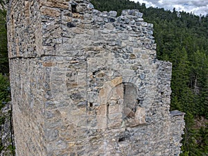 Ruins of Belfort castle near Brienz on the Swiss alps