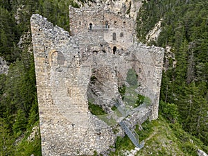 Ruins of Belfort castle near Brienz on the Swiss alps