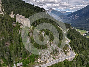 Ruins of Belfort castle near Brienz on the Swiss alps