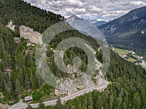 Ruins of Belfort castle near Brienz on the Swiss alps