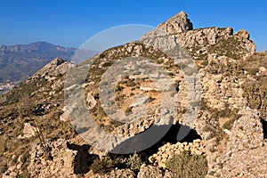 Ruins in the Bernia mountain range. Alicante