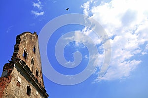 Ruins, birds and blue sky