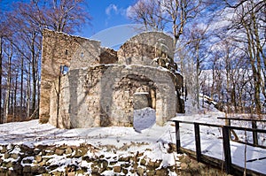 Ruins of Bolczow castle in Poland
