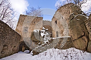 Ruins of Bolczow castle in Poland