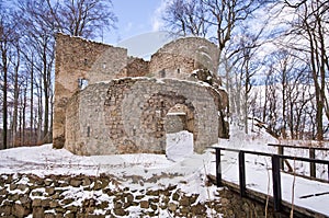 Ruins of Bolczow castle in Poland