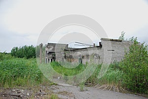 The ruins of a bombed-out industrial building