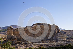 Ruins of brick ancient building in Pamukkale