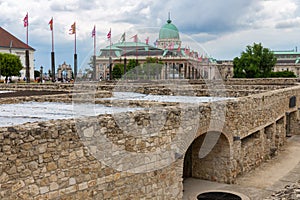 Ruins Buda Castle with view at historical museum Budapest