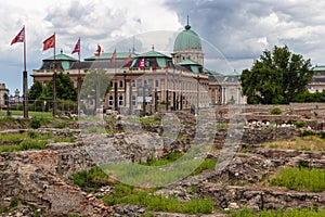 Ruins Buda Castle with view at historical museum Budapest