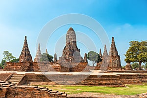 Ruins of buddhist temple Wat Chai Watthanaram in Ayutthaya, Thailand