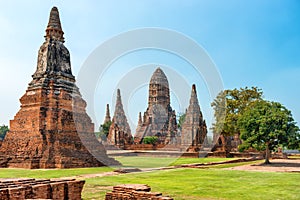 Ruins of buddhist temple Wat Chai Watthanaram in Ayutthaya, Thailand