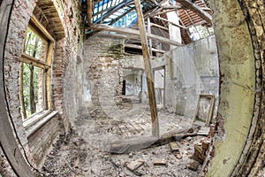 Ruins of the building in dilapidated condition