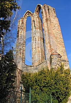 Ruins of burned down cathedral in Czech republic