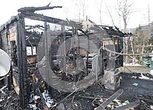 Ruins of a burned out house