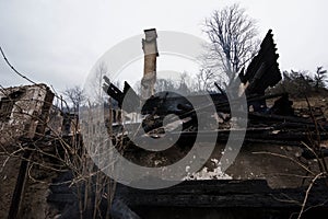 Ruins of a burned out house