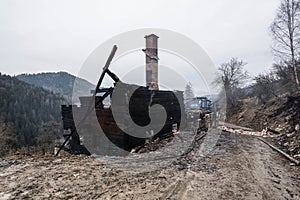 Ruins of a burned out house