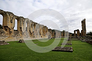 The ruins of Byland Abbey, a Cistercian monastery in the Ryedale district of North Yorkshire, England, UK