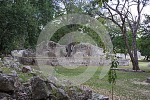 Ruins of Campeche, pyramids of EdznÃÂ¡ is a Mayan archaeological site. Campeche, Mexico December 28, 2021 photo