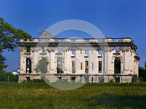 Ruins of the Cantacuzino Palace, also known as the `Little Trianon` in Floresti, Prahova County, Romania