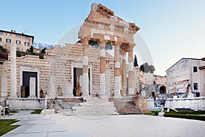 The ruins of the Roman Forum in Brescia in the center of the ancient Roman town of Brixia photo