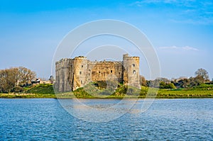 Ruins of Carew Castle in Pembrokeshire, Wales, UK