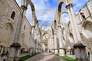 Ruins of Carmo Convent, an archaeological museum in Lisbon, Portugal