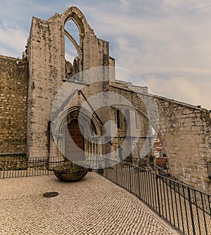 The ruins of Carmo Convent in the Bairro Alto distict in the city of Lisbon