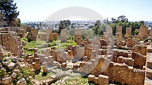 Ruins of Carthage in Tunisia, with the modern city in the background