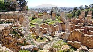 Ruins of Carthage in Tunisia, with the modern city in the background