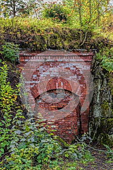 The ruins of the casemates of the ancient Russian fortress in Vysotsk, Leningrad region, Russia