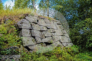 The ruins of the casemates of the ancient Russian fortress in Vysotsk, Leningrad region, Russia