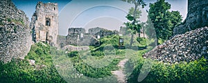 Ruins of the castle Gymes in Slovakia, analog filter