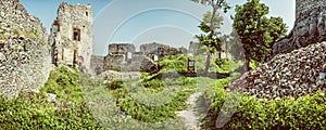 Ruins of the castle Gymes in Slovakia, old filter