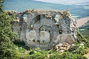 Ruins of the castle Gymes in summer