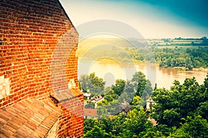 Ruins of a castle in Kazimierz Dolny, Wisla River, Poland photo