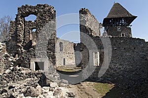 Ruins of Castle Nevytske near of Transcarpathian region center, Uzhgorod photo. Nevitsky Castle ruins built in 13th century. Ukrai photo