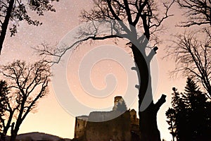 Ruins of the castle photography in the night Zborov Slovakia