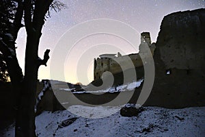 Ruins of the castle photography in the night Zborov Slovakia