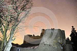 Ruins of the castle photography in the night Zborov Slovakia