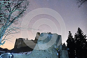 Ruins of the castle photography in the night Zborov Slovakia