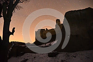 Ruins of the castle photography in the night Zborov Slovakia