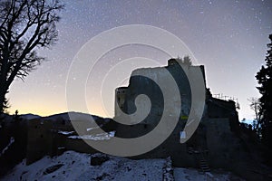 Ruins of the castle photography in the night Zborov Slovakia