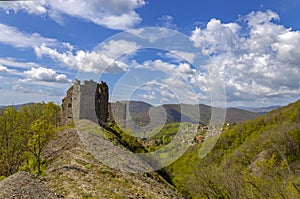 Ruins of the castle of Savignone in the Ligurian hinterland of Genoa, Italy