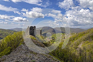 Ruins of the castle of Savignone in the Ligurian hinterland of Genoa, Italy