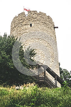 Ruins of a castle tower in Kazimierz Dolny, Poland