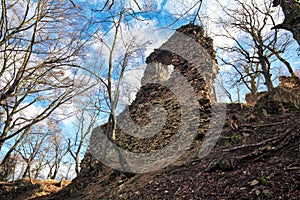Ruins of castle in town Svaty Jur