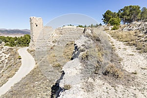 Ruins of the castle wall next to Ayub Castle In the city of Calatayud photo